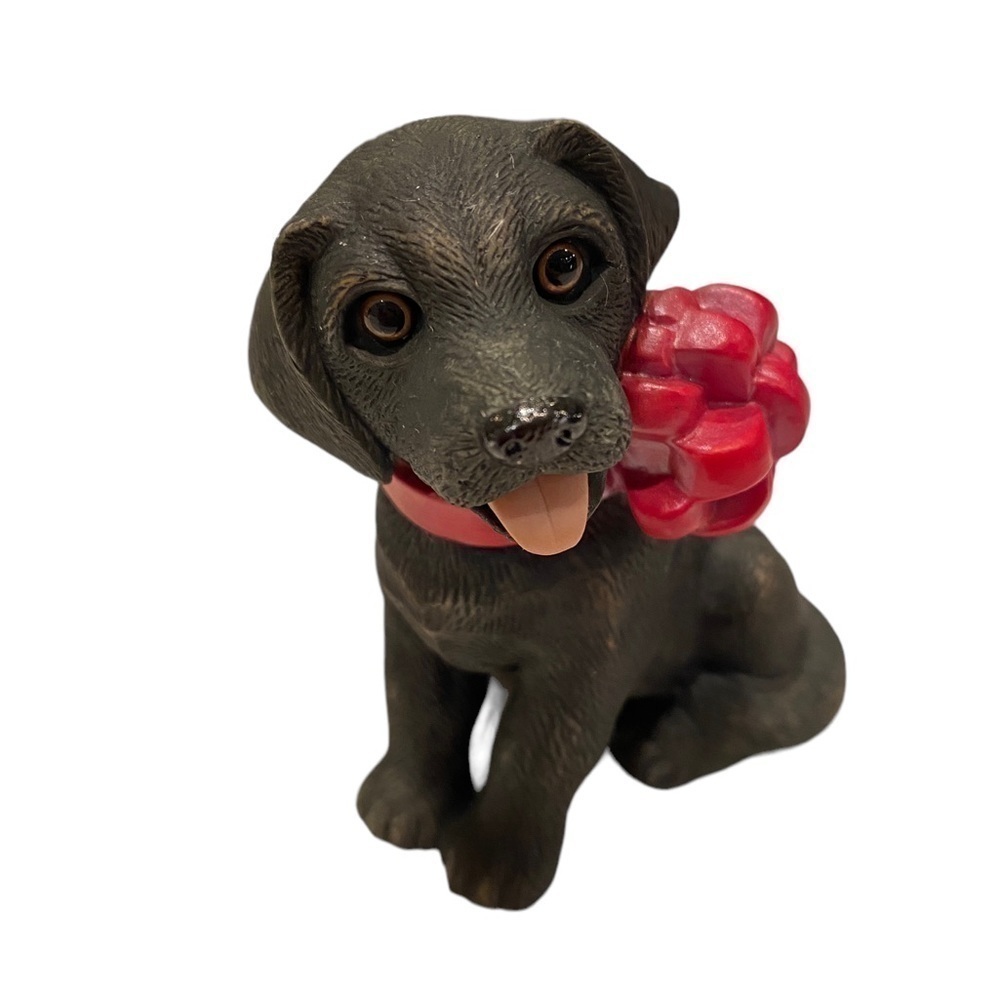 Enesco Black Lab Puppy for Christmas Figurine Dog 1985 Purebred Pets Kathy Wise - Picture 4 of 10